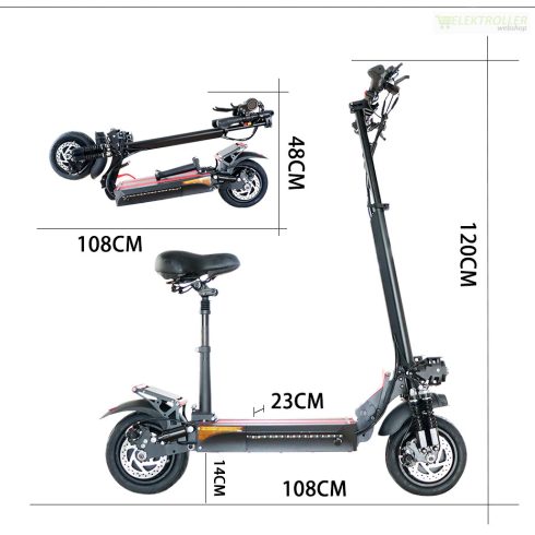 2400W Duál agymotoros elektromos roller üléssel 18Ah Lithium 2x1200W 48V 50km/h 60km