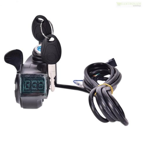 Elektromos roller hüvelykujjas univerzális kulcsos gázkar LCD kijelzővel 12-72V