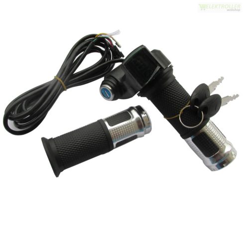 Elektromos roller univerzális kulcsos gázkar 12-96V (Ezüst)