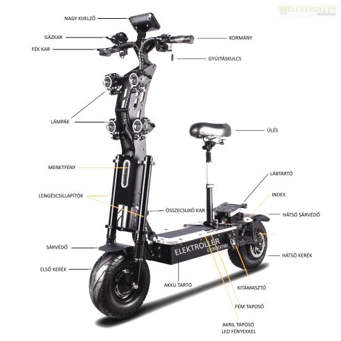 ER8000W összecsukható elektromos roller 72V 45Ah üléssel (fekete)