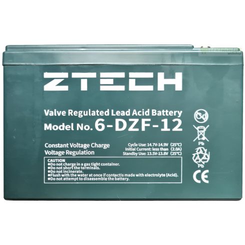ZTECH 12V 12Ah Ciklikus akkumulátor elektromos kerékpárba (csavaros)